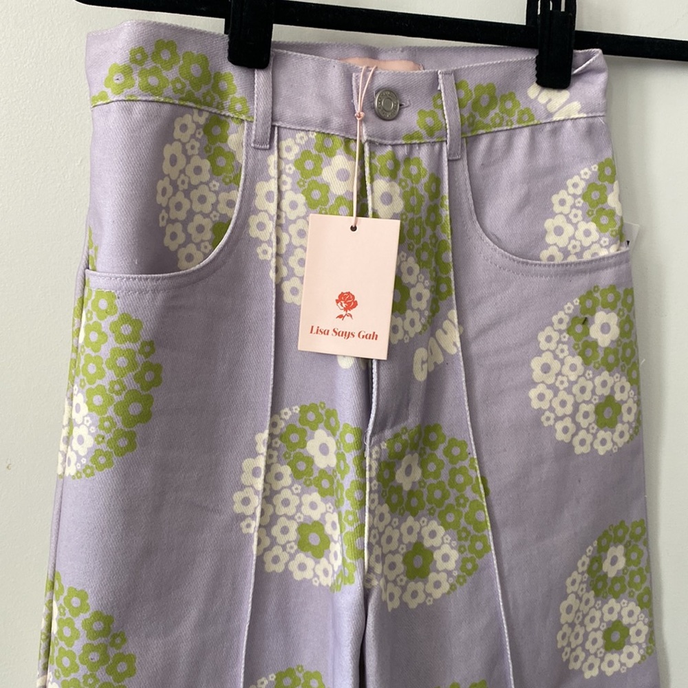 LISA SAYS GAH Uo Exclusive Printed Robyn Jean In Lavender Retro ^0's - Picture 3 of 7